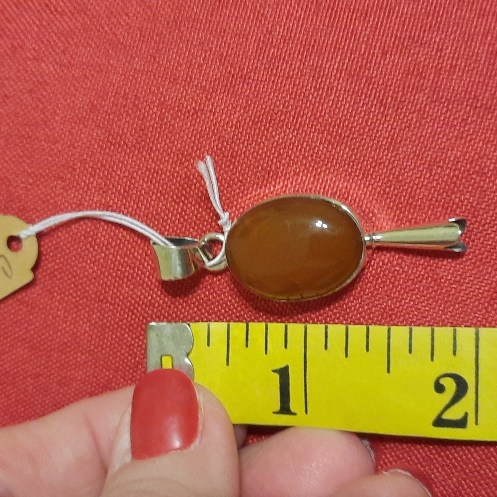 NEW Sterling silver carnelian pendant - Picture 3 of 7
